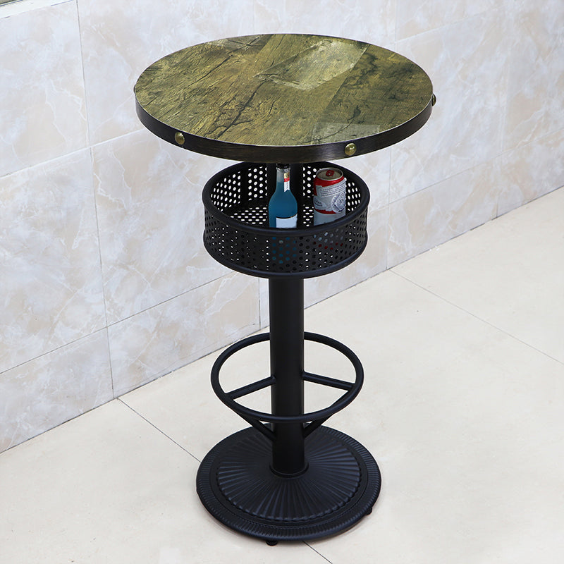 Industrial Wood Top Bistro Table Matte Finish Bar Table for Small Places