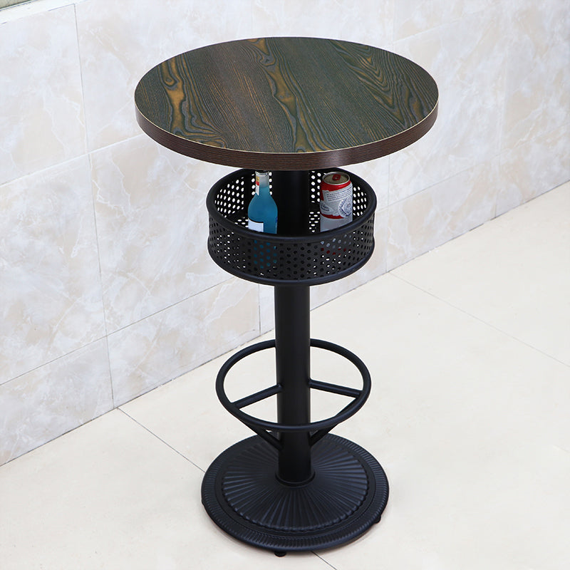 Industrial Wood Top Bistro Table Matte Finish Bar Table for Small Places
