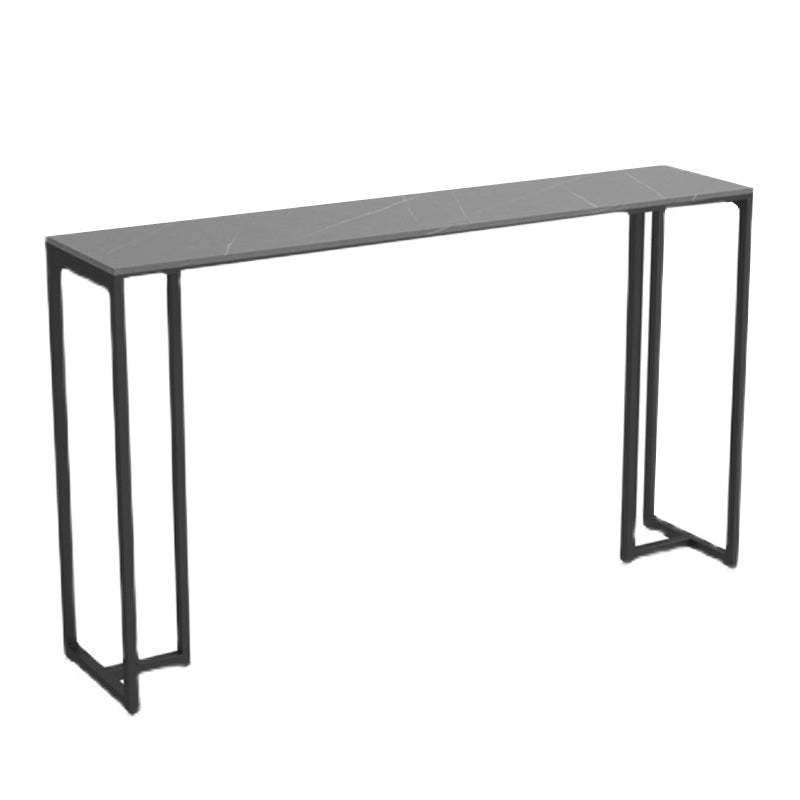 Industrial Rectangle Bistro Table Matte Finish Stone Top Bar Table