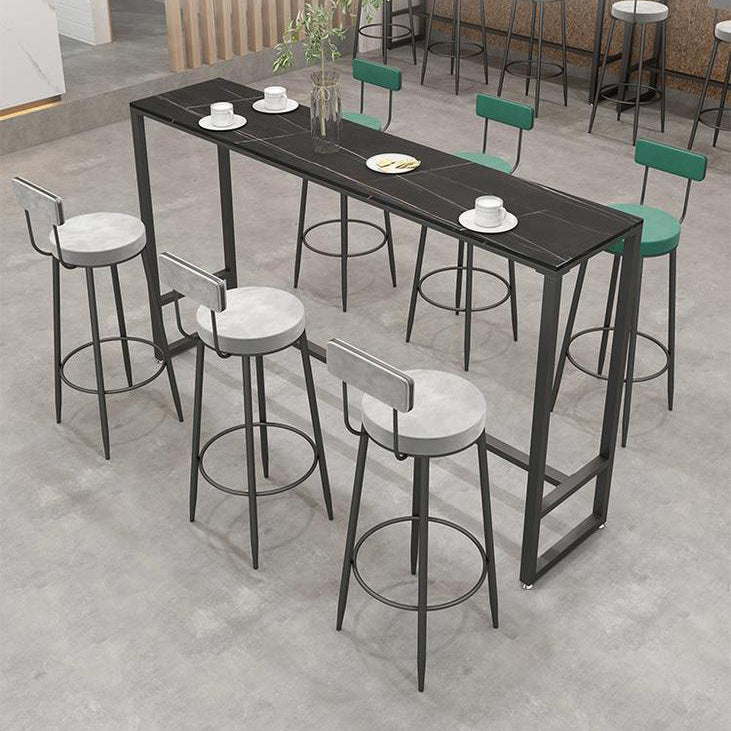 Industrial Rectangle Bistro Table Matte Finish Stone Top Bar Table