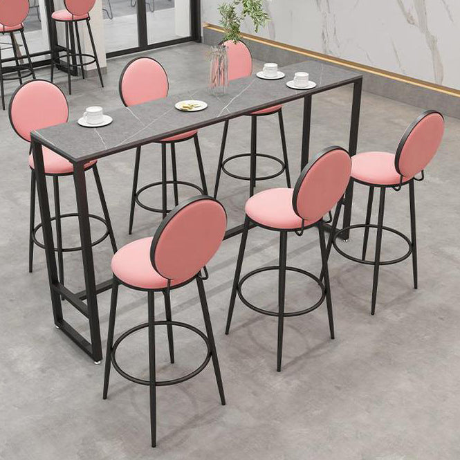 Industrial Rectangle Bistro Table Matte Finish Stone Top Bar Table