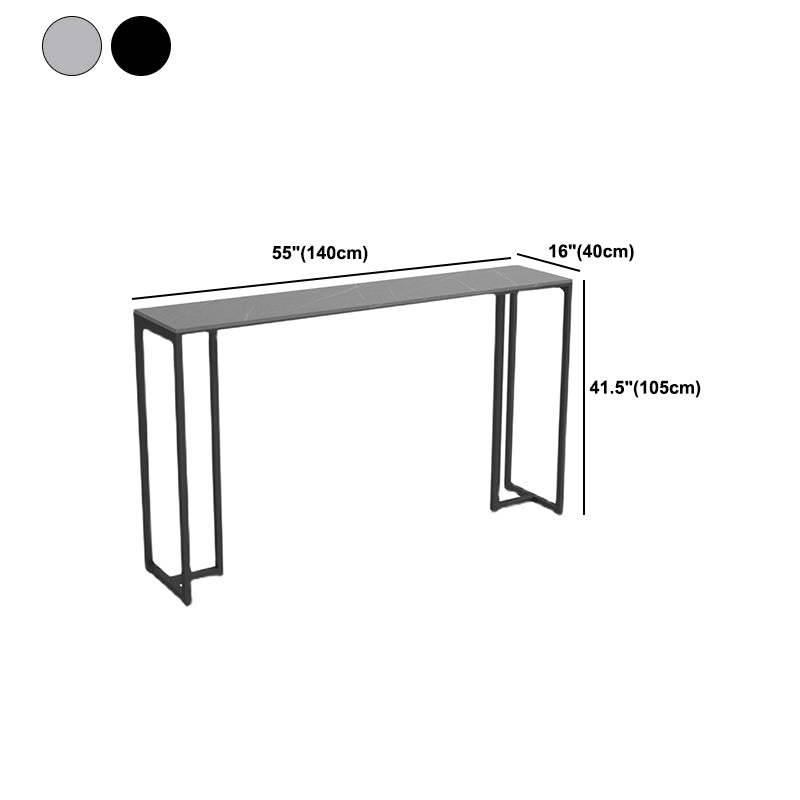 Industrial Rectangle Bistro Table Matte Finish Stone Top Bar Table