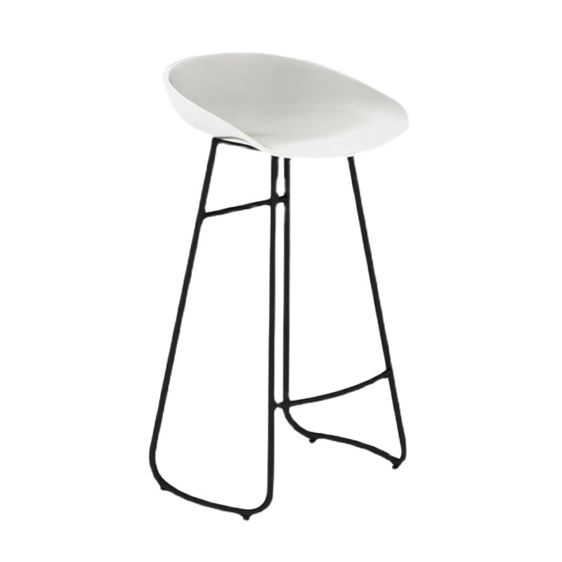 Modern Armless Backrest Counter Stool Iron Bar Stool with Acrylic Seat and Pedal for Cafe