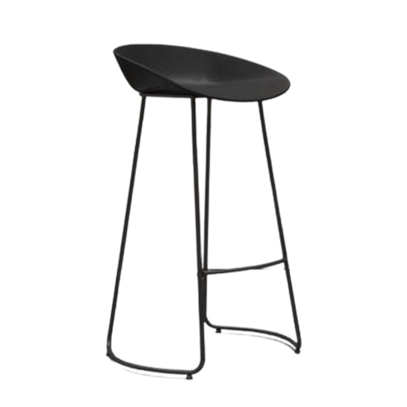 Modern Armless Backrest Counter Stool Iron Bar Stool with Acrylic Seat and Pedal for Cafe