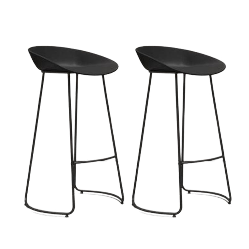 Modern Armless Backrest Counter Stool Iron Bar Stool with Acrylic Seat and Pedal for Cafe