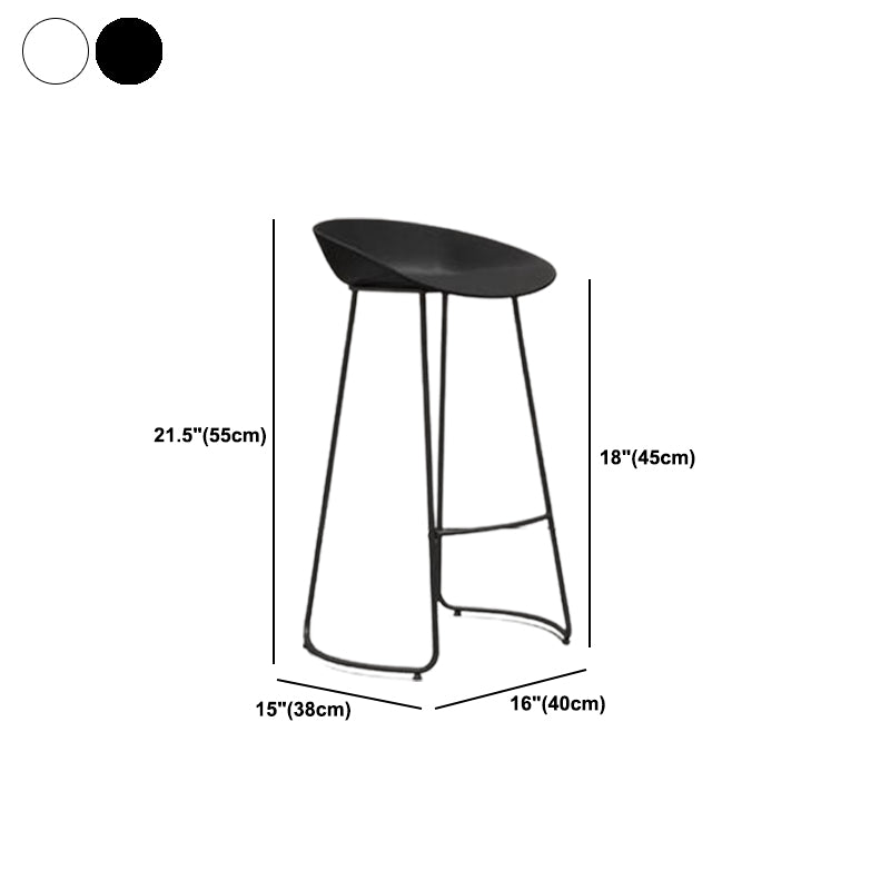 Modern Armless Backrest Counter Stool Iron Bar Stool with Acrylic Seat and Pedal for Cafe