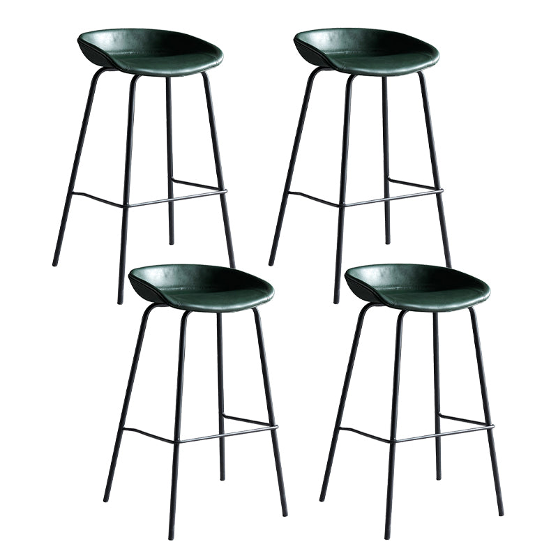 Contemporary Metal Barstool Leather Fabric Counter Stool with 4 Legs