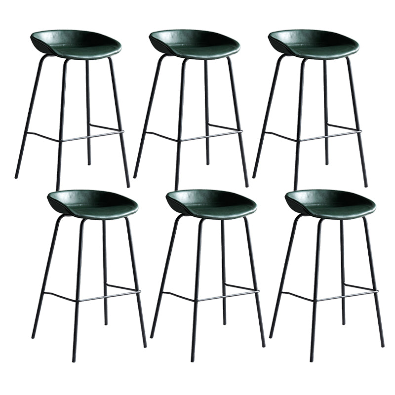 Contemporary Metal Barstool Leather Fabric Counter Stool with 4 Legs