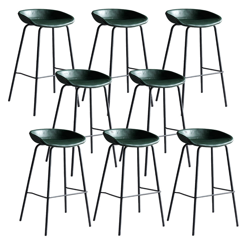 Contemporary Metal Barstool Leather Fabric Counter Stool with 4 Legs