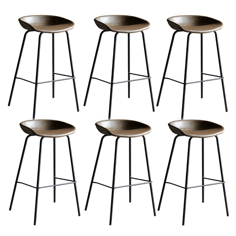 Contemporary Metal Barstool Leather Fabric Counter Stool with 4 Legs