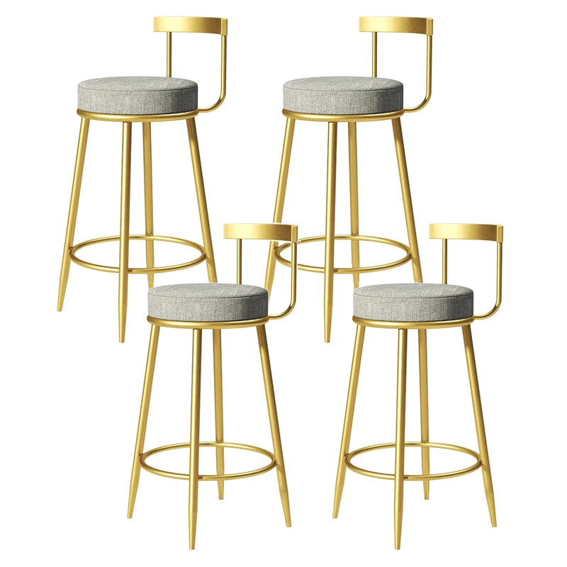 Glam Armless Backrest Counter Stoo Iron Bar Stool with Cushion and Pedal for Kitchen