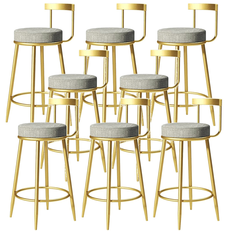 Glam Armless Backrest Counter Stoo Iron Bar Stool with Cushion and Pedal for Kitchen