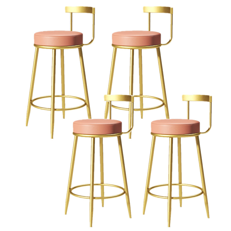 Glam Armless Backrest Counter Stoo Iron Bar Stool with Cushion and Pedal for Kitchen