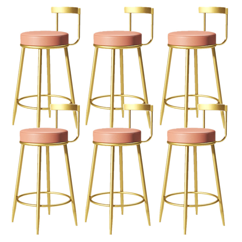 Glam Armless Backrest Counter Stoo Iron Bar Stool with Cushion and Pedal for Kitchen