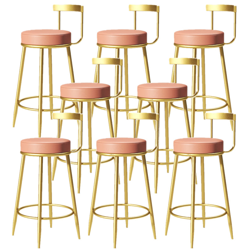 Glam Armless Backrest Counter Stoo Iron Bar Stool with Cushion and Pedal for Kitchen