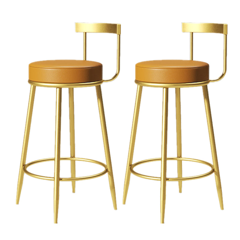 Glam Armless Backrest Counter Stoo Iron Bar Stool with Cushion and Pedal for Kitchen