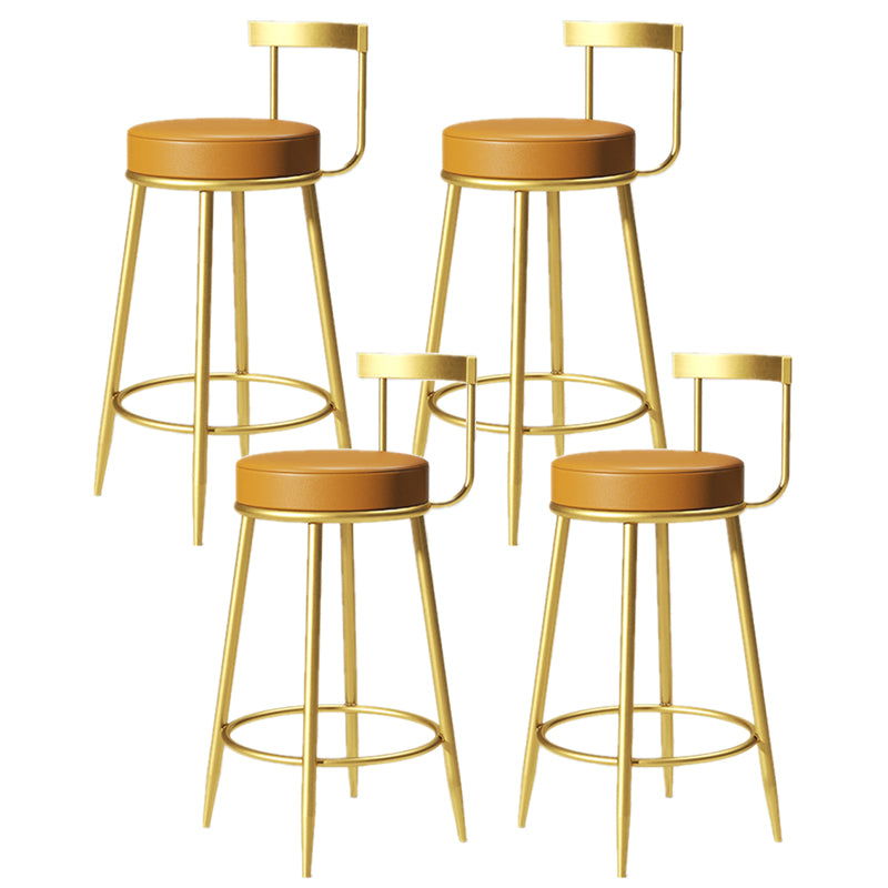 Glam Armless Backrest Counter Stoo Iron Bar Stool with Cushion and Pedal for Kitchen