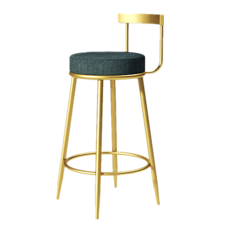 Glam Armless Backrest Counter Stoo Iron Bar Stool with Cushion and Pedal for Kitchen