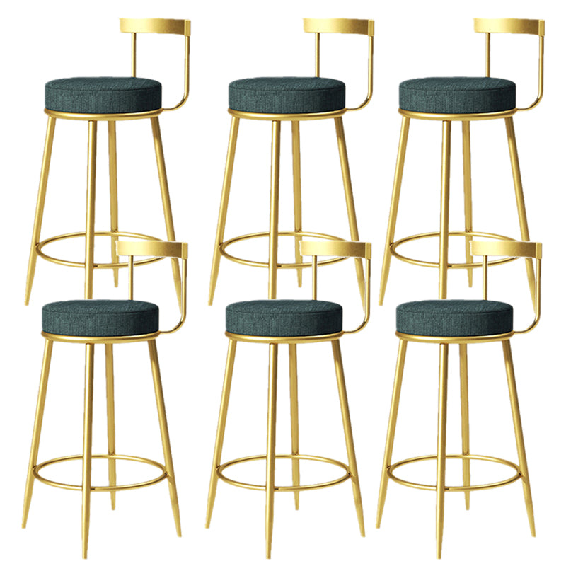 Glam Armless Backrest Counter Stoo Iron Bar Stool with Cushion and Pedal for Kitchen