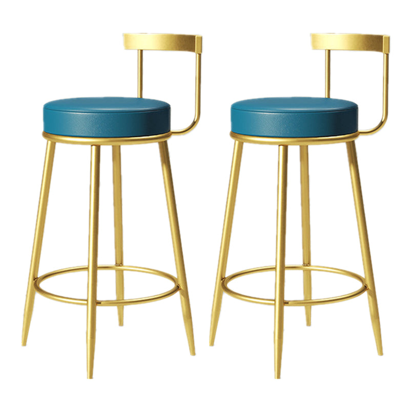 Glam Armless Backrest Counter Stoo Iron Bar Stool with Cushion and Pedal for Kitchen