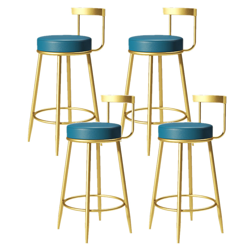 Glam Armless Backrest Counter Stoo Iron Bar Stool with Cushion and Pedal for Kitchen