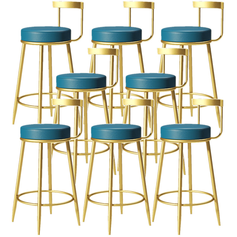 Glam Armless Backrest Counter Stoo Iron Bar Stool with Cushion and Pedal for Kitchen