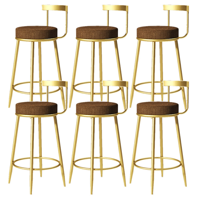 Glam Armless Backrest Counter Stoo Iron Bar Stool with Cushion and Pedal for Kitchen