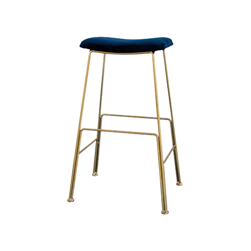 Glam Metal Stool Upholstered Counter Stool in Matte Finish for Indoor