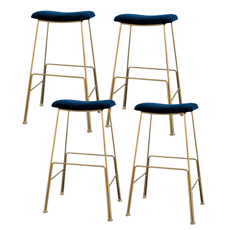 Glam Metal Stool Upholstered Counter Stool in Matte Finish for Indoor