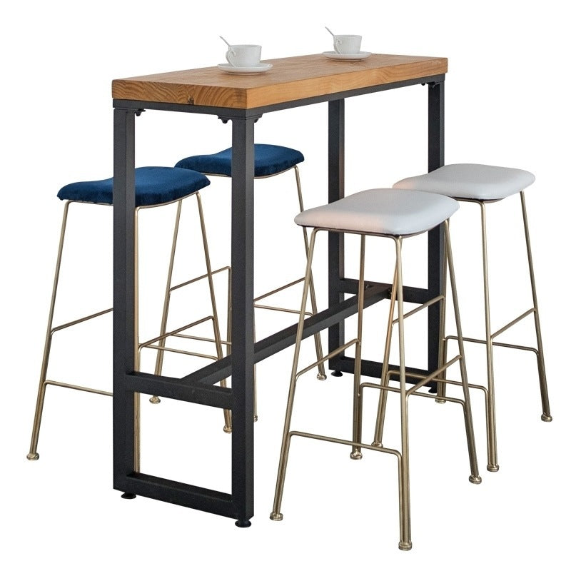 Glam Metal Stool Upholstered Counter Stool in Matte Finish for Indoor