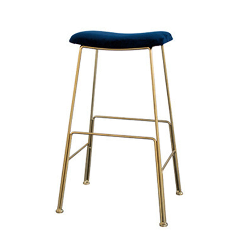 Glam Metal Stool Upholstered Counter Stool in Matte Finish for Indoor