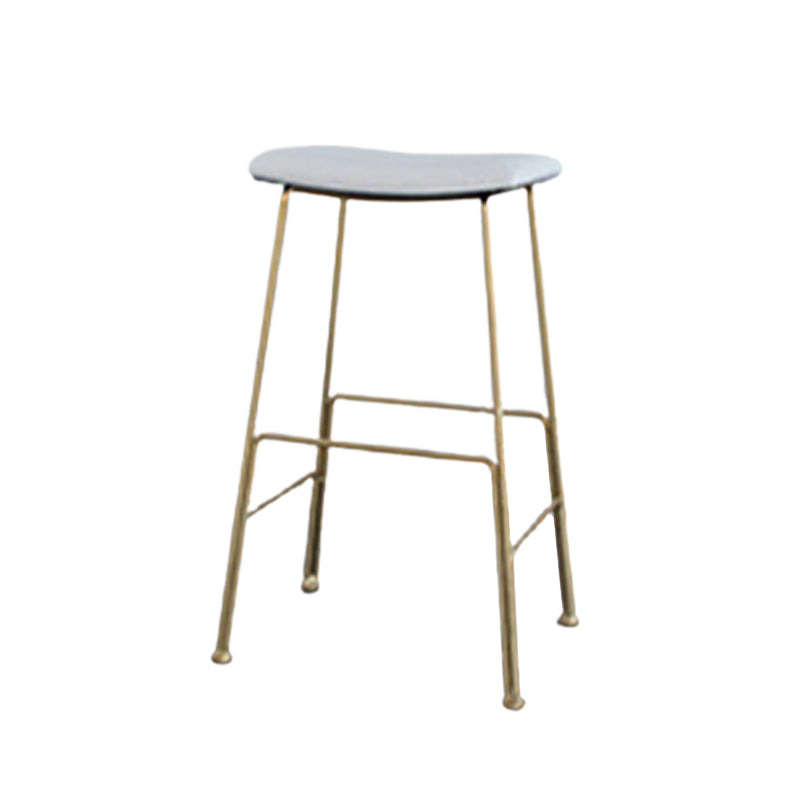 Glam Metal Stool Upholstered Counter Stool in Matte Finish for Indoor
