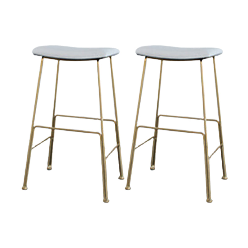 Glam Metal Stool Upholstered Counter Stool in Matte Finish for Indoor