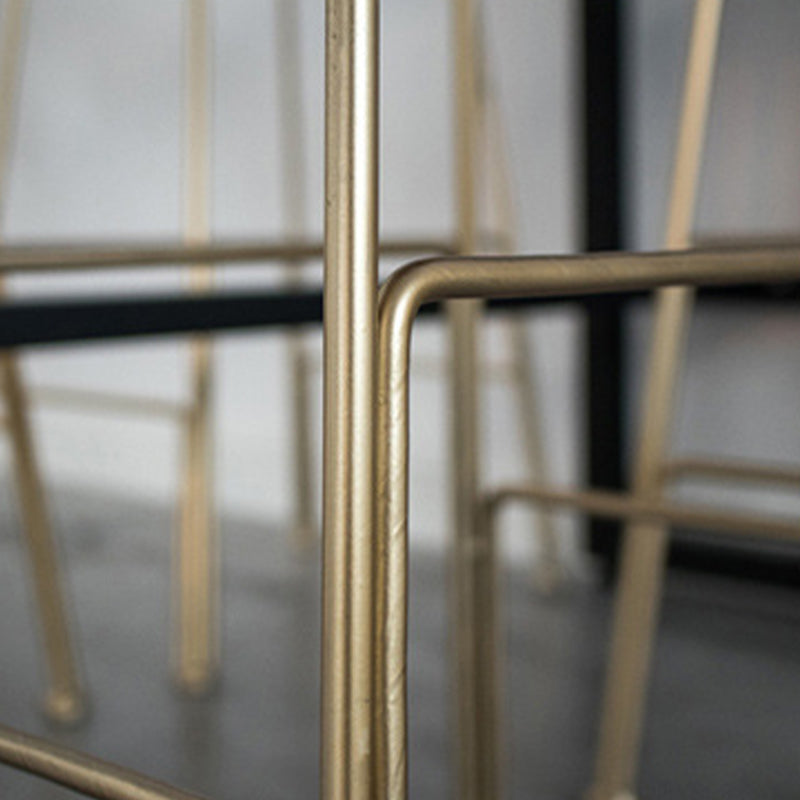 Glam Metal Stool Upholstered Counter Stool in Matte Finish for Indoor