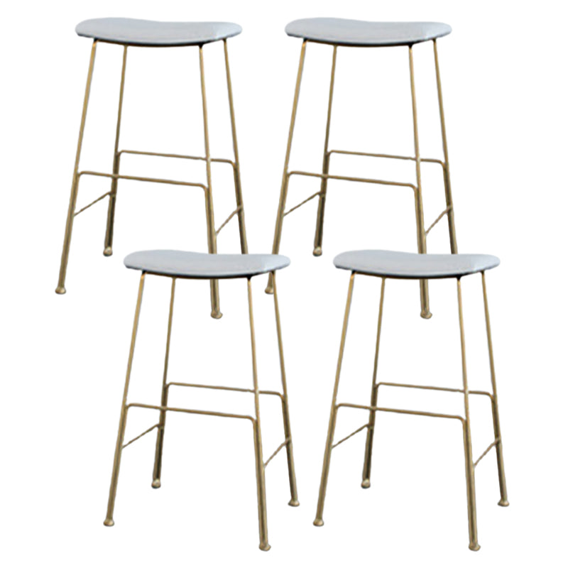 Glam Metal Stool Upholstered Counter Stool in Matte Finish for Indoor
