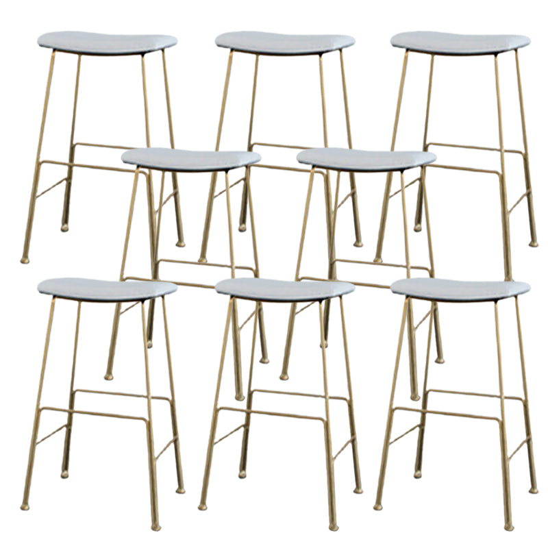 Glam Metal Stool Upholstered Counter Stool in Matte Finish for Indoor