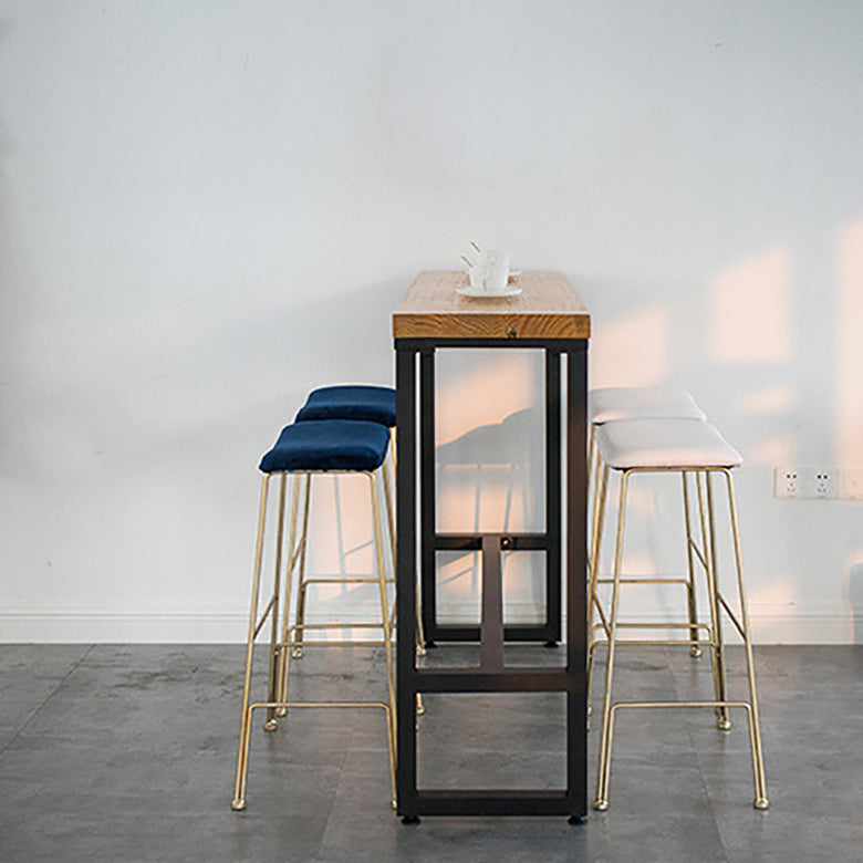 Glam Metal Stool Upholstered Counter Stool in Matte Finish for Indoor