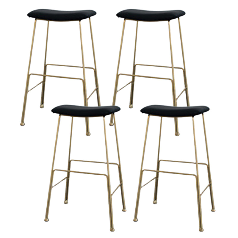 Glam Metal Stool Upholstered Counter Stool in Matte Finish for Indoor