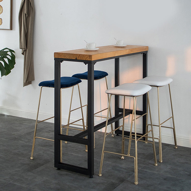 Glam Metal Stool Upholstered Counter Stool in Matte Finish for Indoor