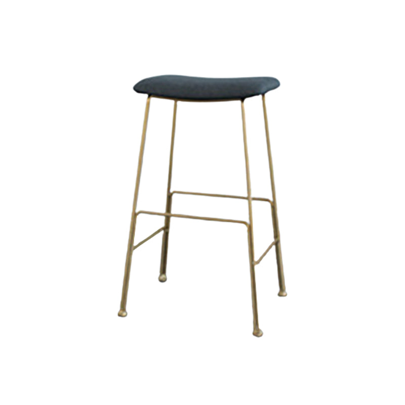 Glam Metal Stool Upholstered Counter Stool in Matte Finish for Indoor
