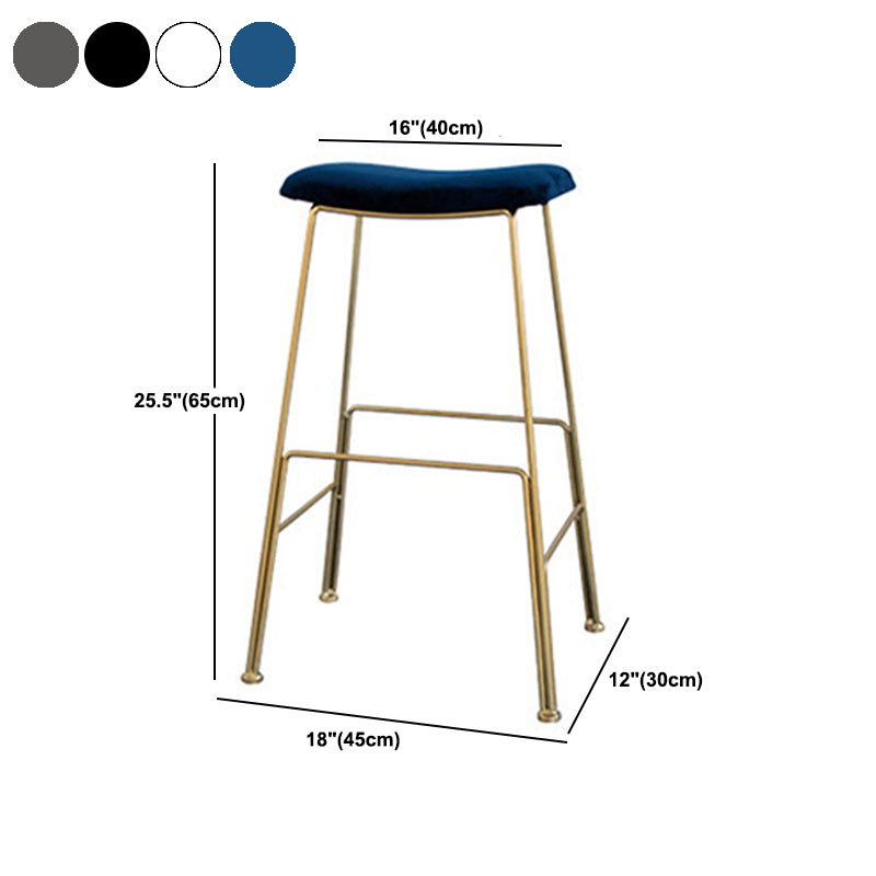Glam Metal Stool Upholstered Counter Stool in Matte Finish for Indoor