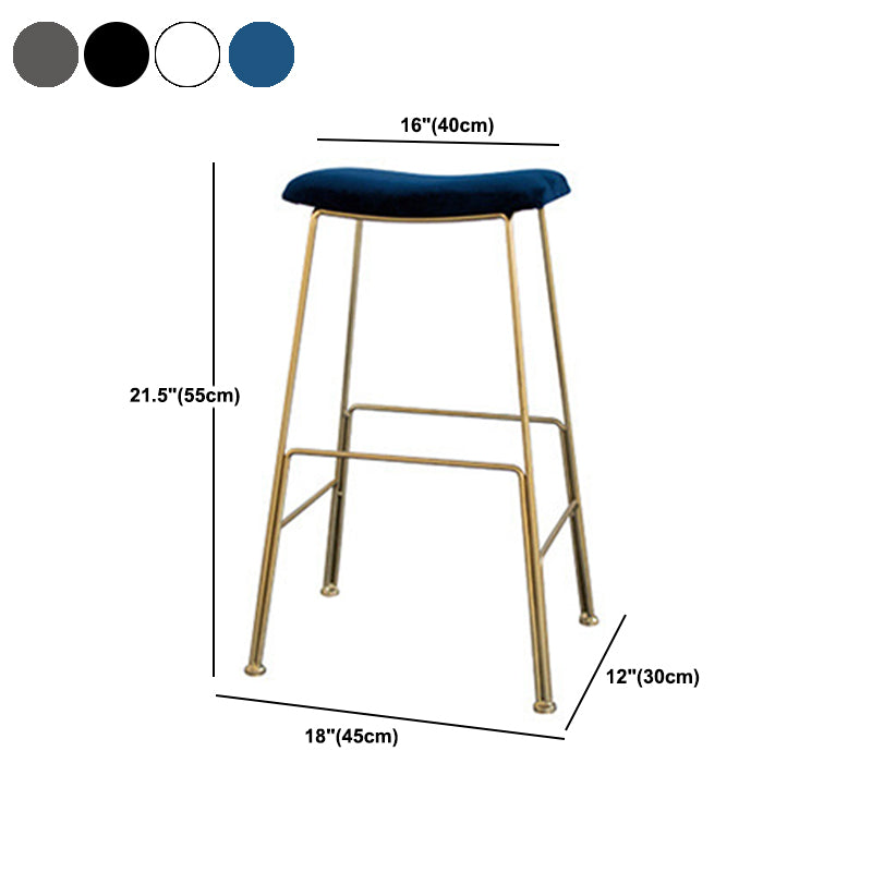 Glam Metal Stool Upholstered Counter Stool in Matte Finish for Indoor