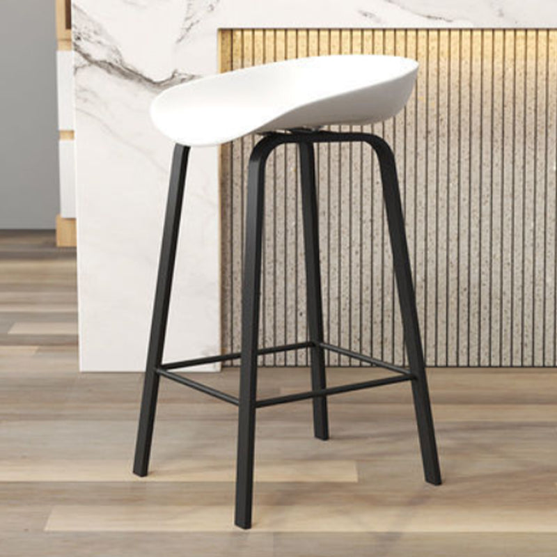 Modern Backrest Counter Stool Iron Bar Stool with Acrylic Seat and Pedal for Milk Tea Shop