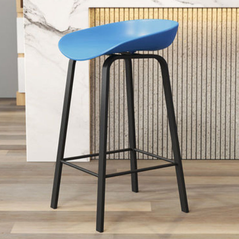 Modern Backrest Counter Stool Iron Bar Stool with Acrylic Seat and Pedal for Milk Tea Shop