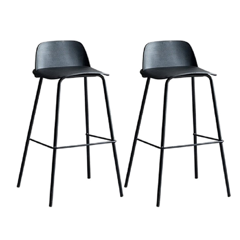 Plastic Scandinavian Bar Stools Low Back Barstool with 4 Iron Legs