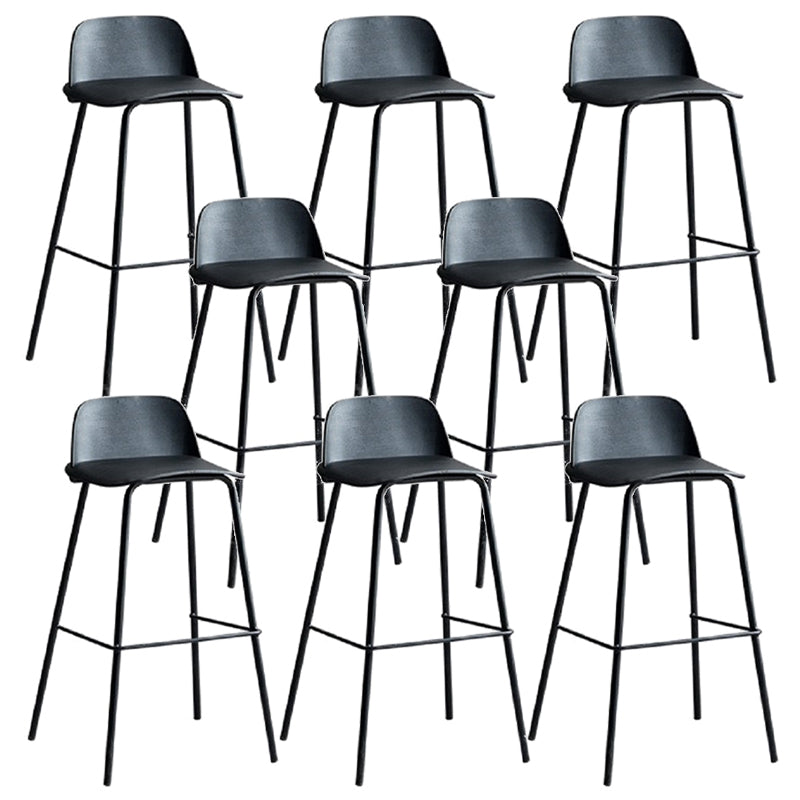 Plastic Scandinavian Bar Stools Low Back Barstool with 4 Iron Legs