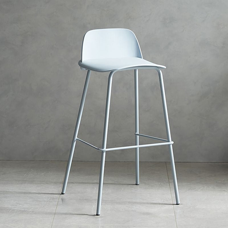 Plastic Scandinavian Bar Stools Low Back Barstool with 4 Iron Legs