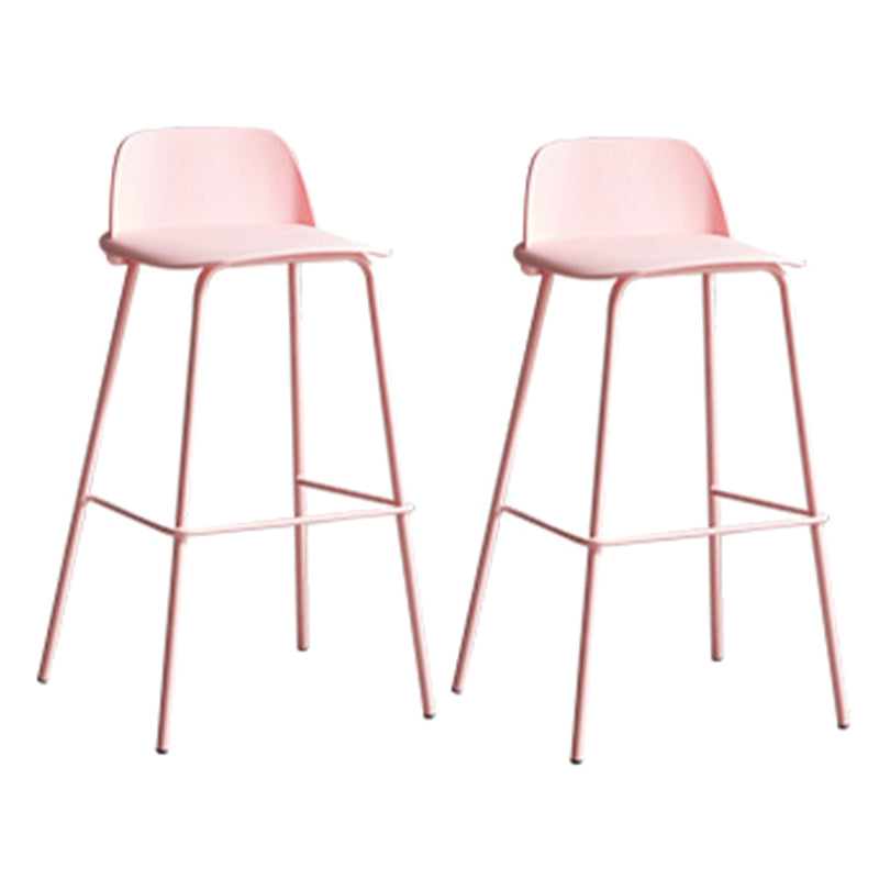 Plastic Scandinavian Bar Stools Low Back Barstool with 4 Iron Legs