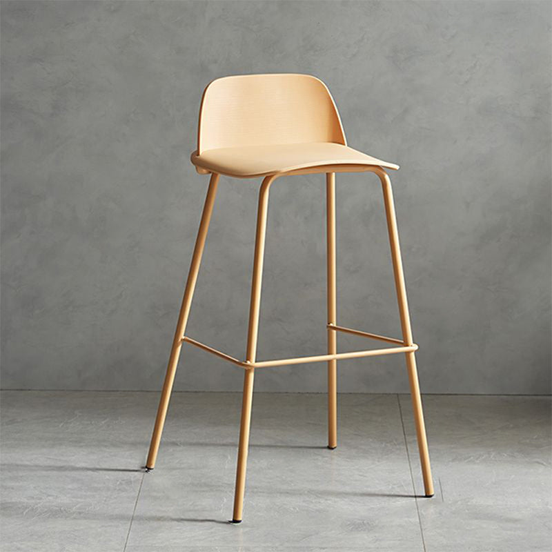 Plastic Scandinavian Bar Stools Low Back Barstool with 4 Iron Legs