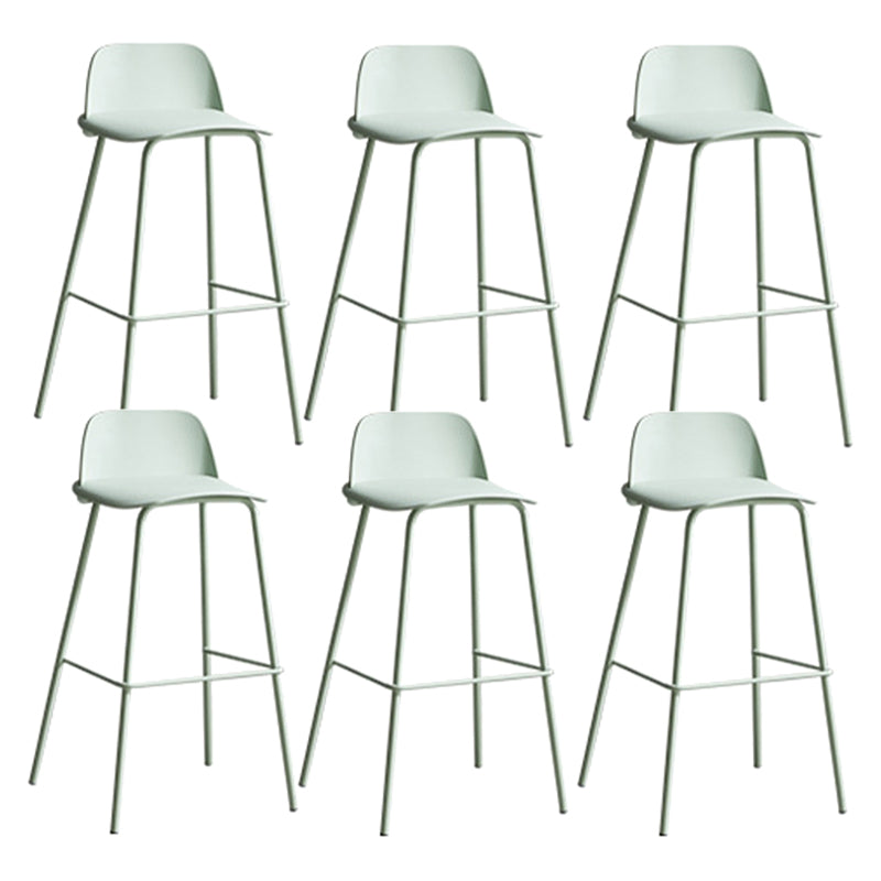Plastic Scandinavian Bar Stools Low Back Barstool with 4 Iron Legs